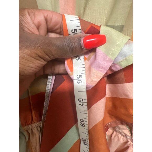 Geometric Print Puff Sleeve Maxi Dress With Belt By Eloquii - Picture 8 of 9